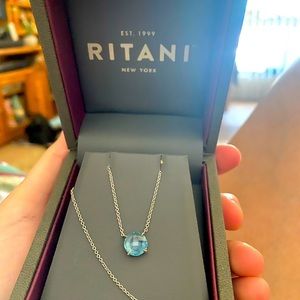 Ritani aquamarine solitary pendant silver